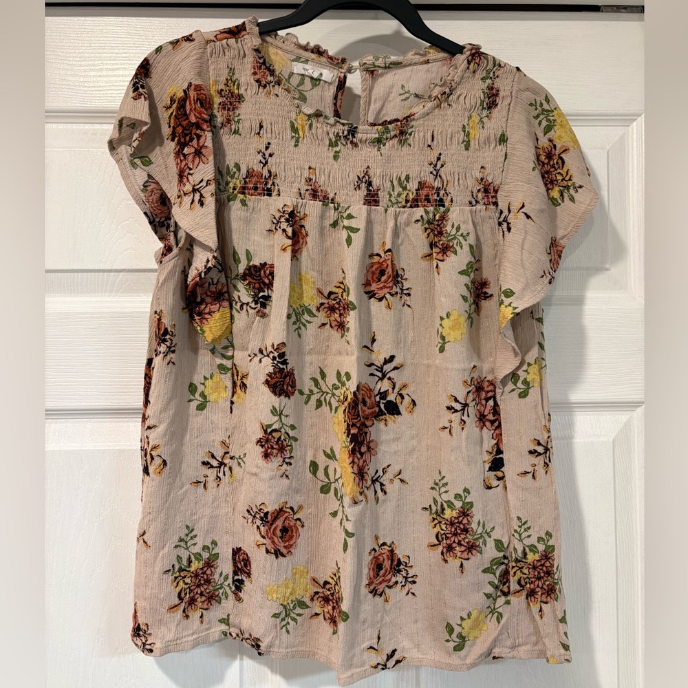 Maurices Tan Floral Blouse